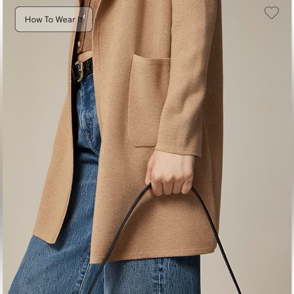 J Crew XXS Juliette collarless sweater-blazer Camel Preppy Classic Quiet Luxury - Picture 13 of 13